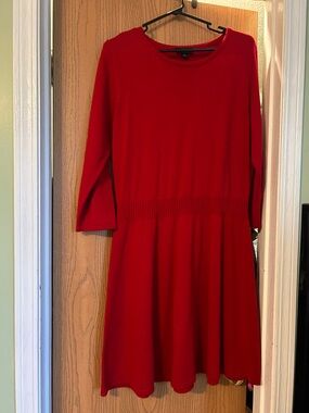 Women's Red Knit Fit-and-Flare Dress